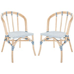 Safavieh Kana Rattan Dining Chair, DCH9902 - Natural/White/Blue (Set of 2)