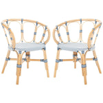 Safavieh Kanan Rattan Dining Chair , DCH9903 - Natural / White / Blue (Set of 2)