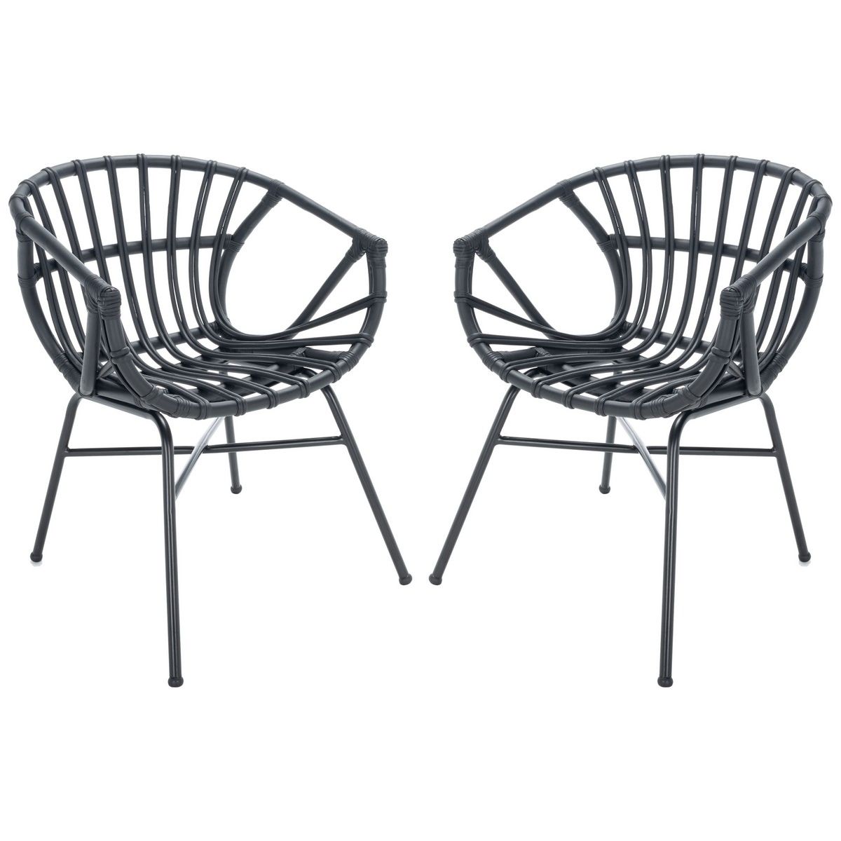 Safavieh Avril Rattan Dining Chair, DCH9905 - Black (Set of 2)