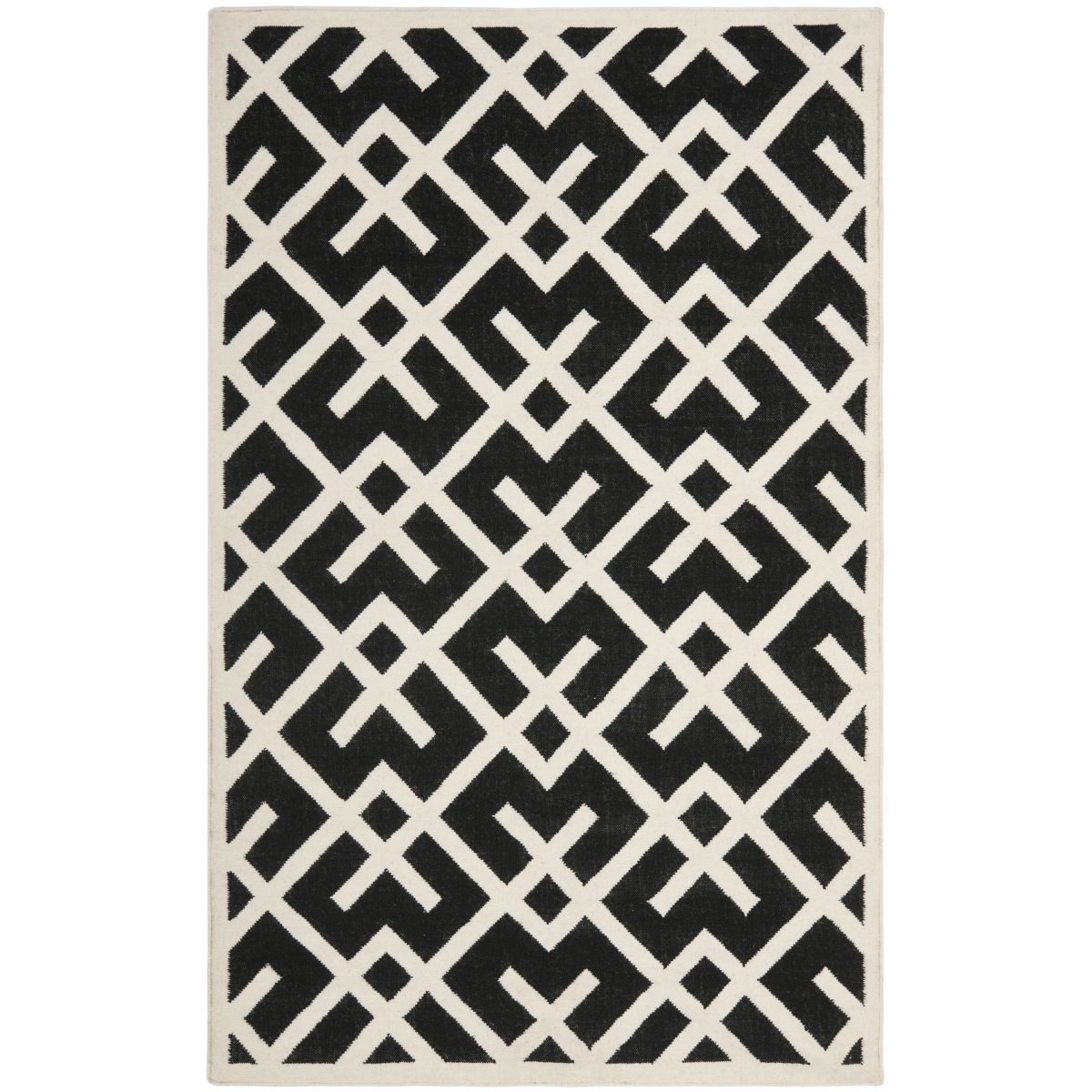 Safavieh Dhurries 552 Rug, DHU552 - Black / Ivory