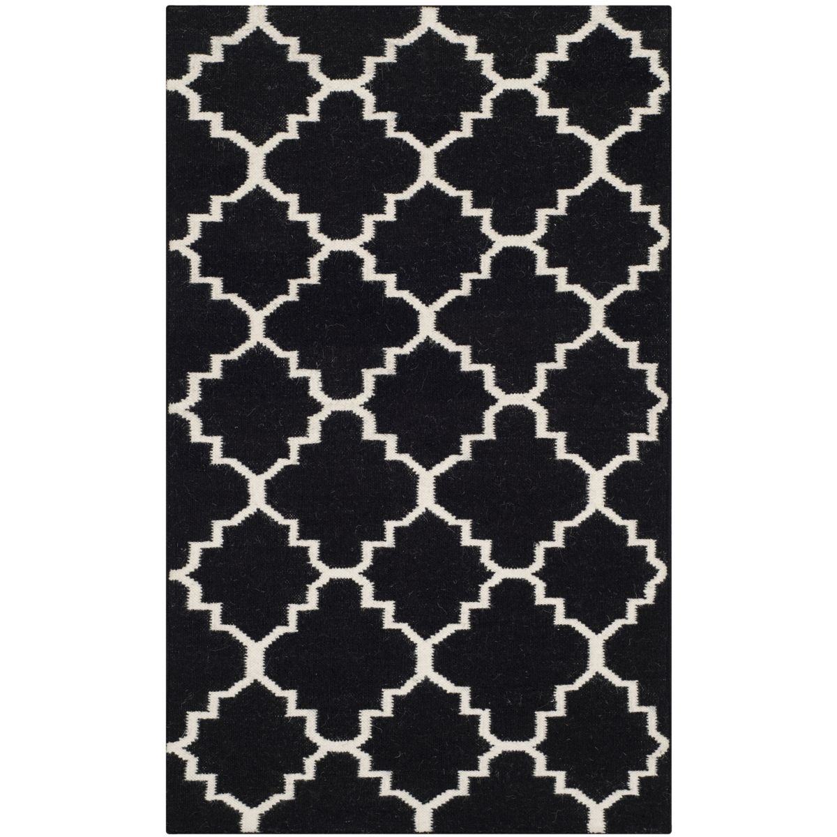 Safavieh Dhurries 554 Rug, DHU554 - Black / Ivory