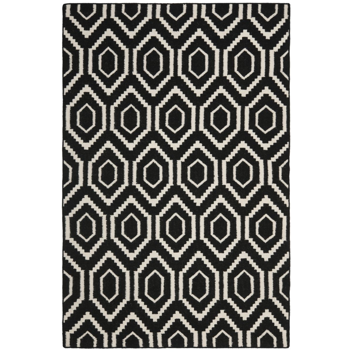 Safavieh Dhurries 556 Rug, DHU556 - Black / Ivory