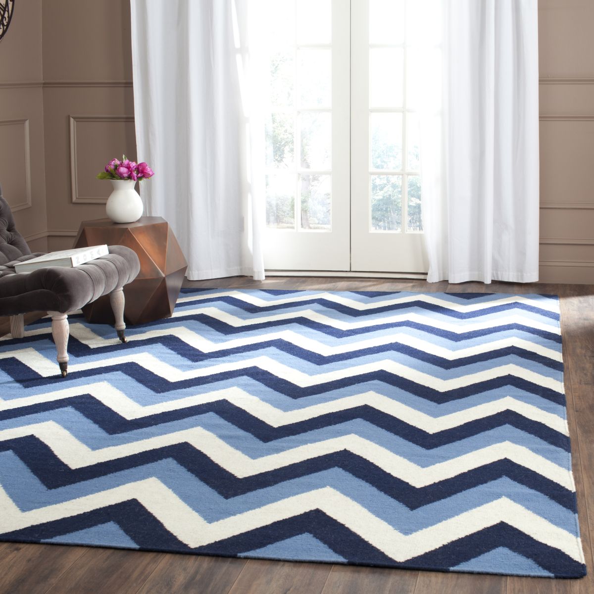 Safavieh Dhurries 640 Rug, DHU640 - Navy / Light Blue