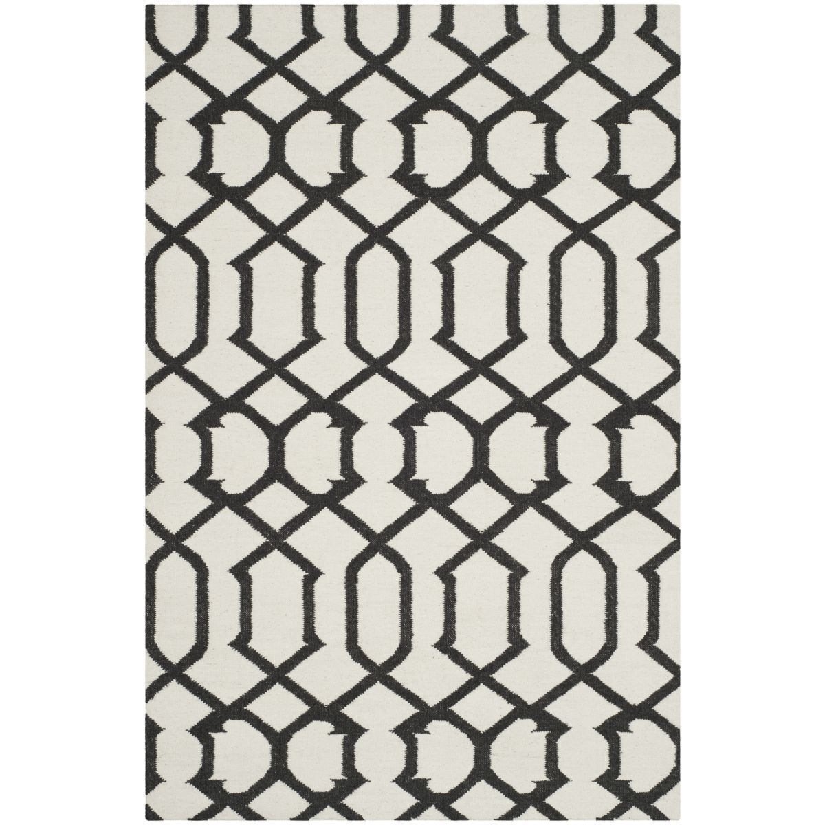 Safavieh Dhurries 753 Rug, DHU753 - Ivory / Charcoal