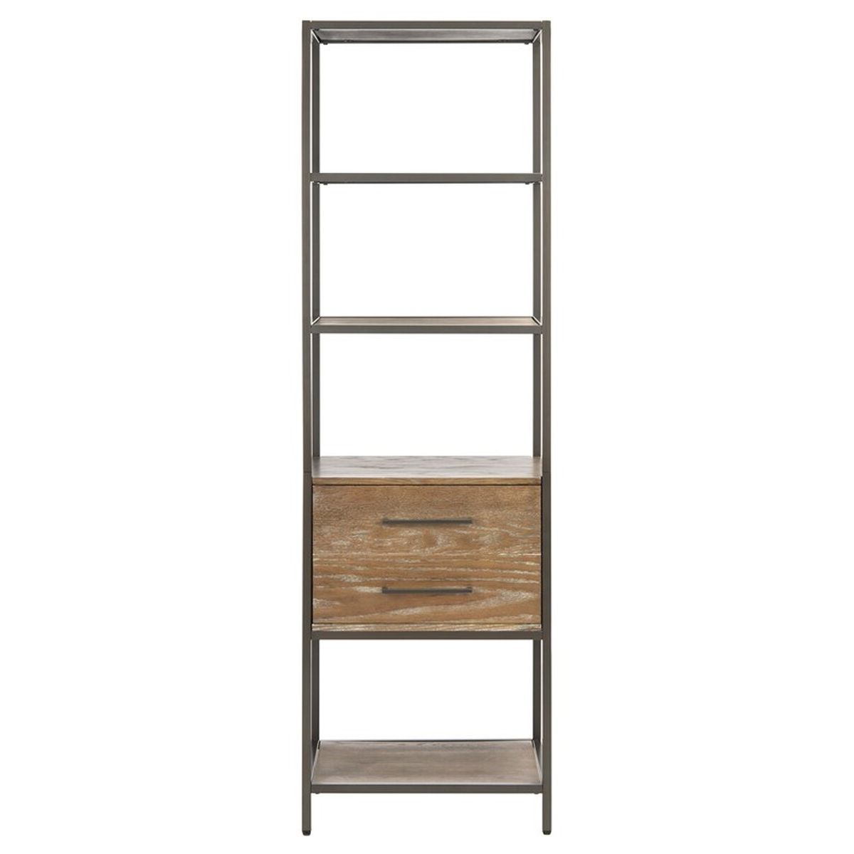 Safavieh Jola 5 Shelf 1 Drawer Etagere , ETG6400 - Rustic Oak / Gunmetal