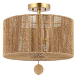 Safavieh Solmaz 3 Light Flush Mount , FLU4103 - Natural / Gold