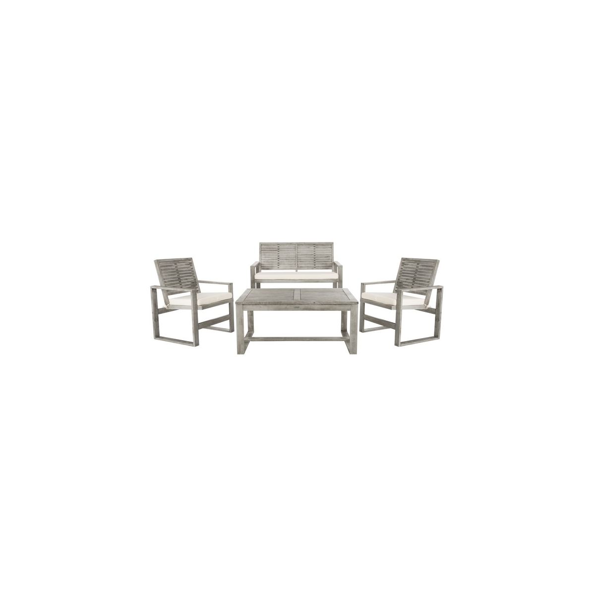 Safavieh Ozark 4 Pc Outdoor Living Set , FOX6007 - Grey Wash