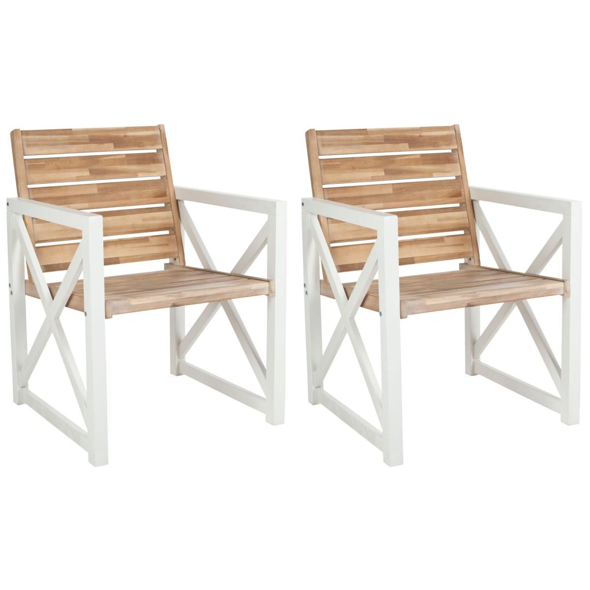 Safavieh Irina Armchair , FOX6701 - White/Oak (Set of 2)