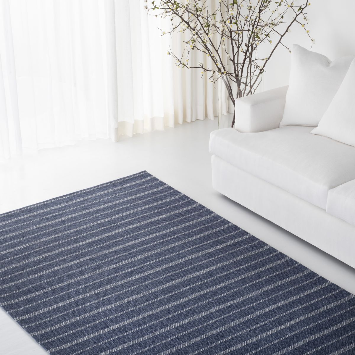 Lauren Ralph Lauren Miles Stripe Rug, LRL6400 - Navy