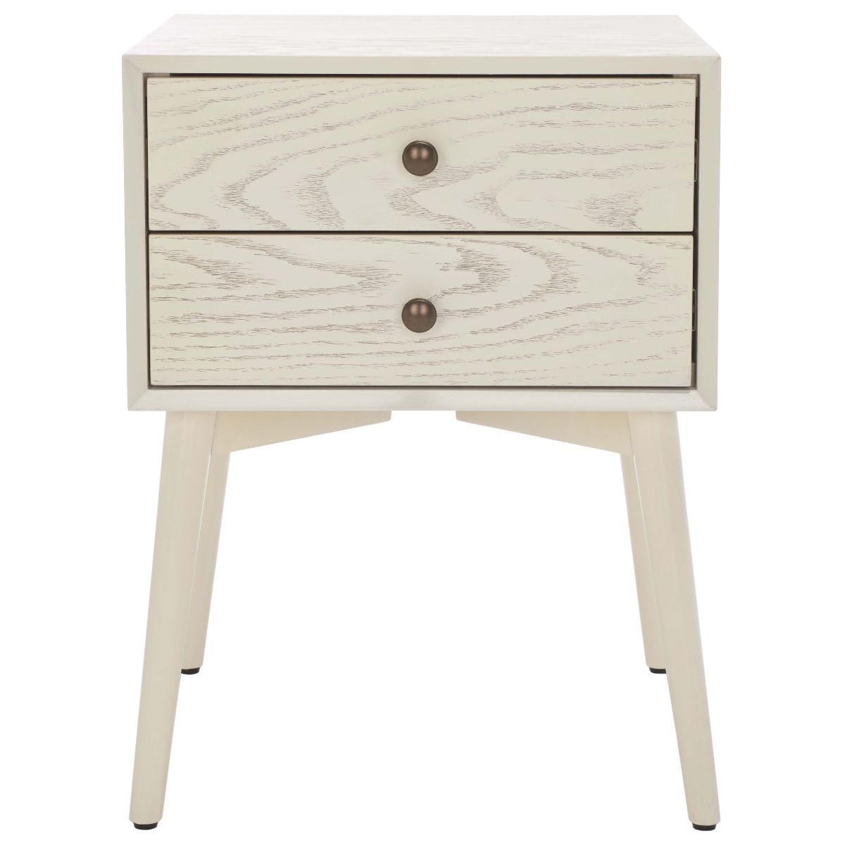 Safavieh Scully 2 Drawer Nightstand , NST6407 - White Wash /Gold