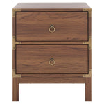 Safavieh Galio 2 Drawer Nightstand , NST9600 - Walnut / Gold