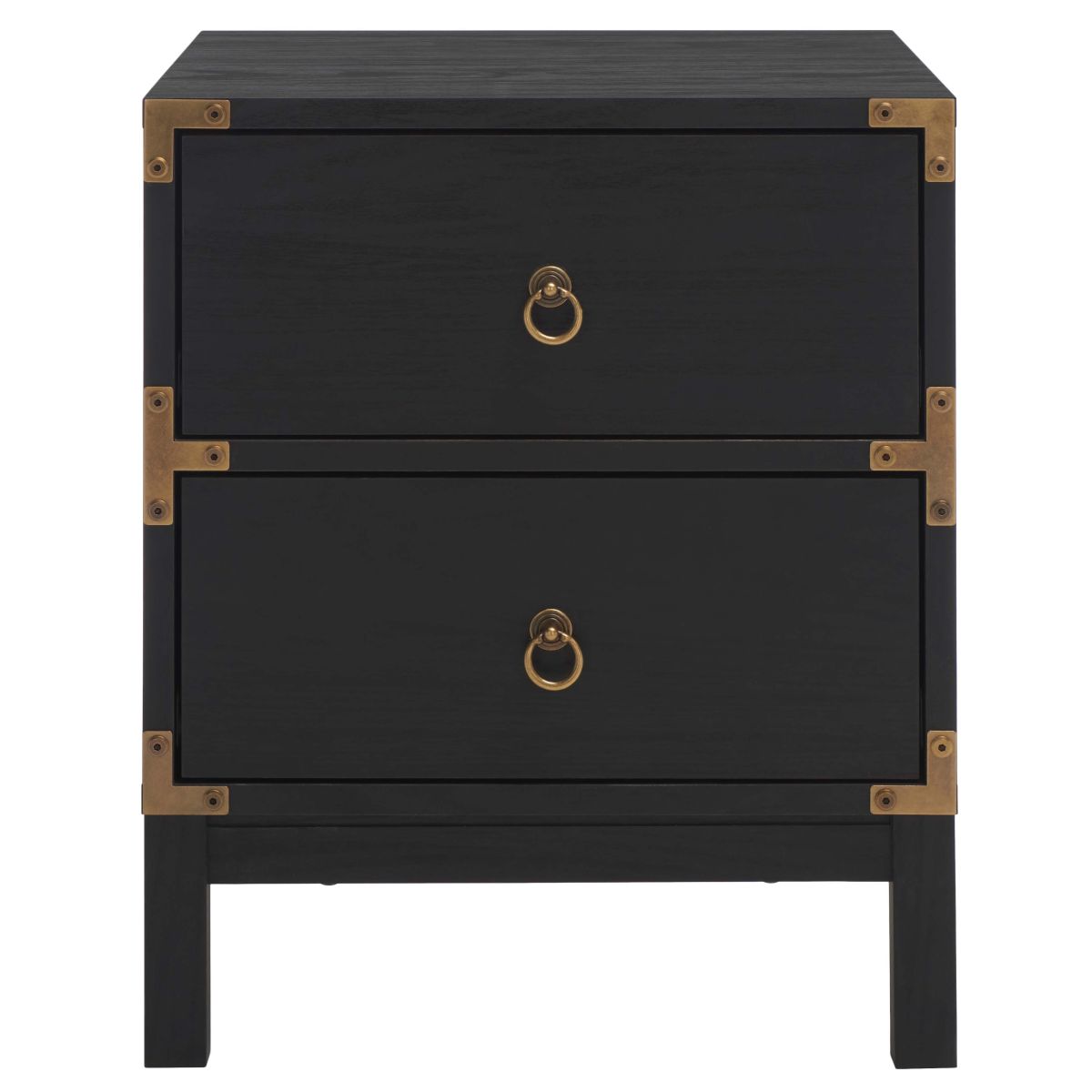 Safavieh Galio 2 Drawer Nightstand , NST9600 - Black / Gold