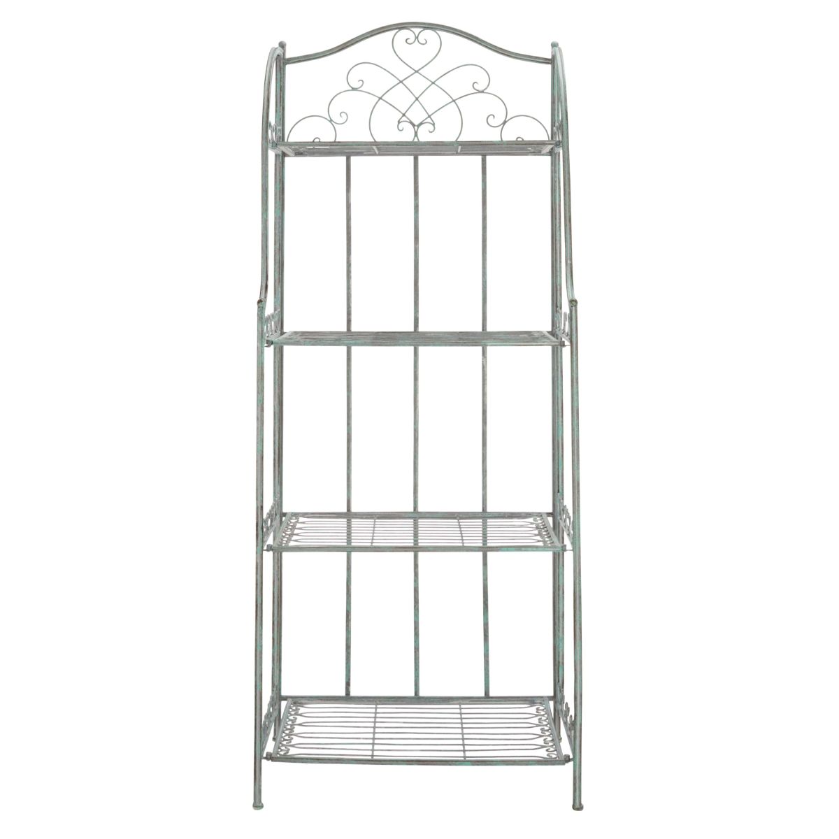 Safavieh Amaris Wrought Iron 4 Tier Outdoor Bakers Rack , PAT5014 - Antique Green