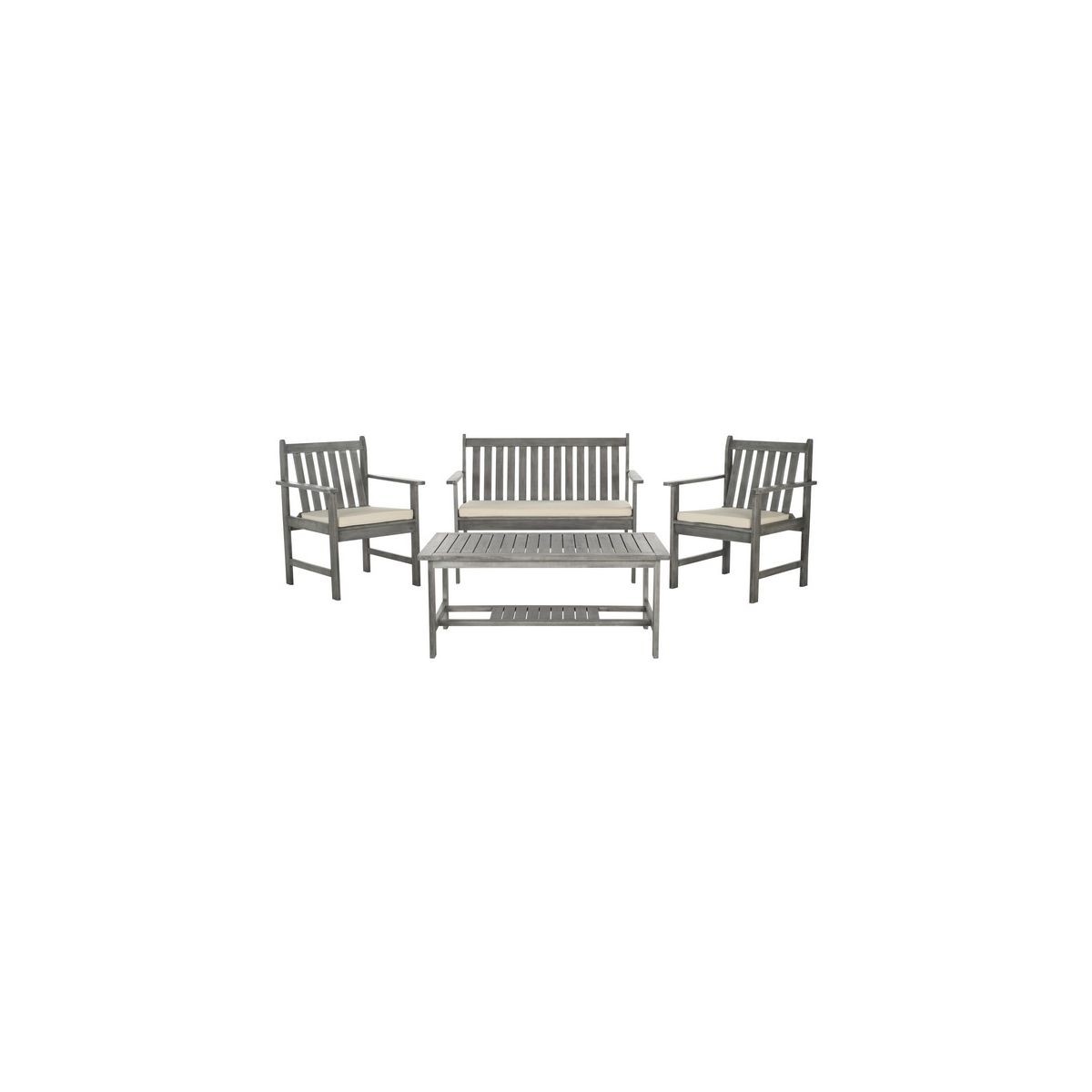 Safavieh Burbank 4 Pc Outdoor Set , PAT7006 - Grey Wash/Beige