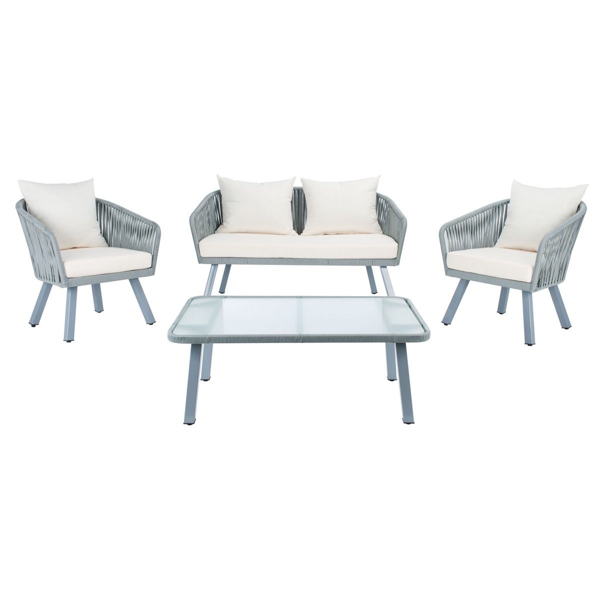 Safavieh Jorda 4Pc Rope Living Set , PAT7518 - Grey/Beige