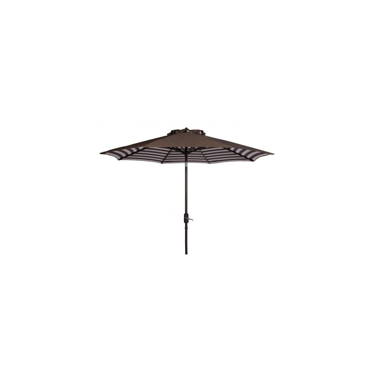 Safavieh Athens Inside Out Striped 9Ft Crank Outdoor Auto Tilt Umbrella , PAT8007 - Brown/White