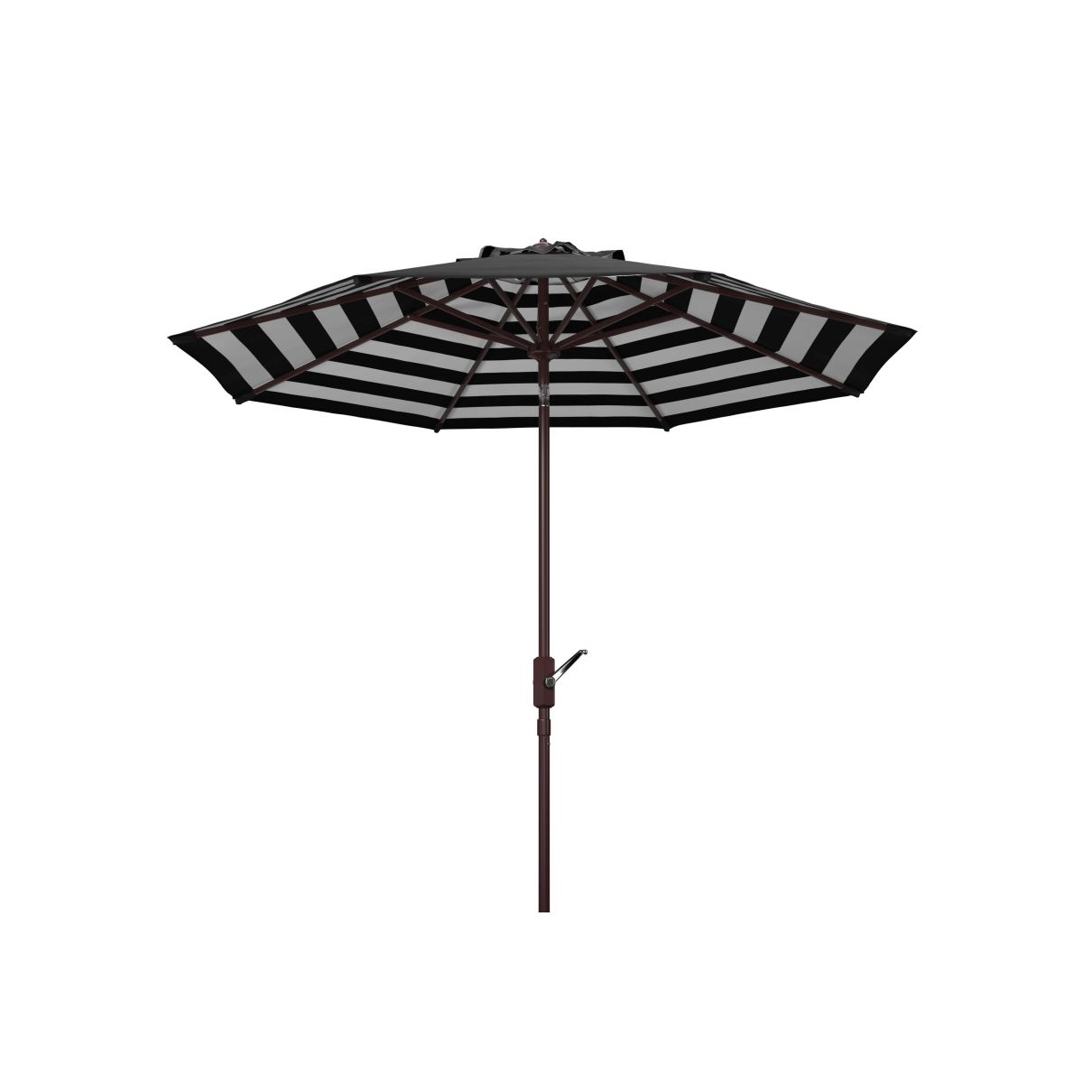 Safavieh Athens Inside Out Striped 9Ft Crank Outdoor Auto Tilt Umbrella , PAT8007 - Black