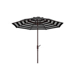 Safavieh Athens Inside Out Striped 9Ft Crank Outdoor Auto Tilt Umbrella , PAT8007 - Black