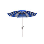 Safavieh Athens Inside Out Striped 9Ft Crank Outdoor Auto Tilt Umbrella , PAT8007 - Pacific Blue