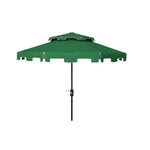 Safavieh Zimmerman 9ft Double Top Market Umbrella , PAT8200 - Dark Green/White Trim