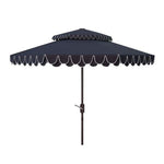 Safavieh Elegant Valance 9Ft Double Top Umbrella , PAT8206 - Navy/White