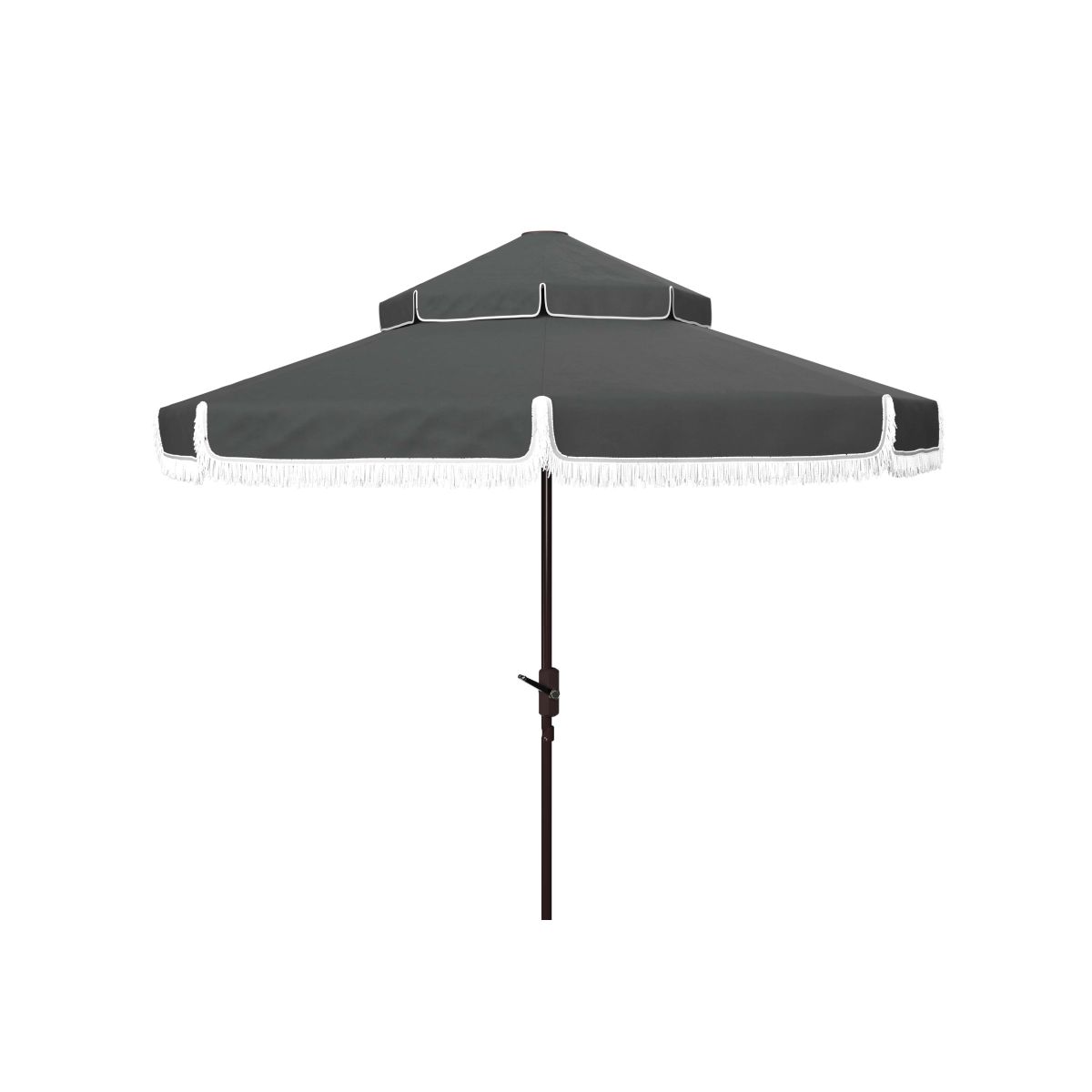 Safavieh Milan Fringe 9Ft Double Top Crank Umbrella , PAT8208 - Grey