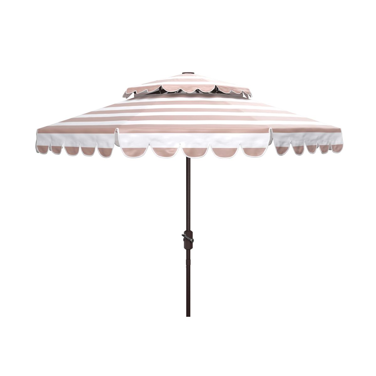 Safavieh Vienna 9Ft Rnd Double Top Crank Umbrella , PAT8211 - Beige Stripe