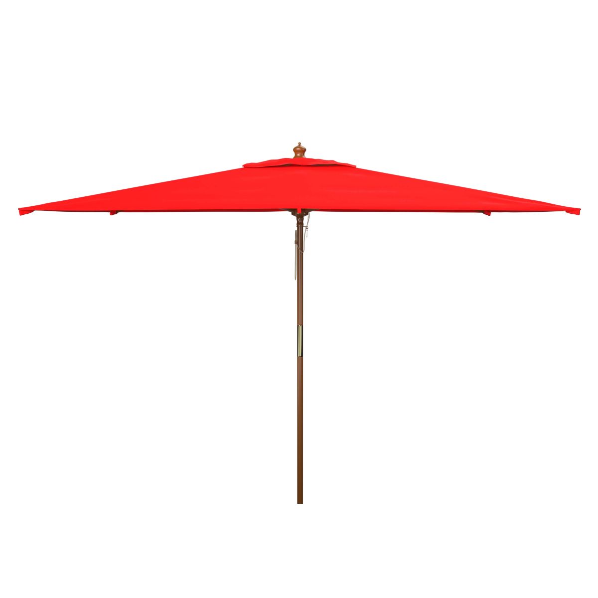 Safavieh Aklin 6.5Ft X 10Ft Rectangle Wooden Pulley Market Umbrella (No Tilt)/Beige , PAT8309 - Red