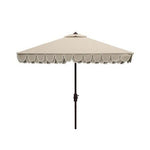 Safavieh Elegant Valance 7.5 Ft Square Umbrella , PAT8406 - Beige/White