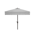 Safavieh Milan Fringe 7.5 Ft Square Crank Umbrella , PAT8408 - Grey