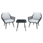 Safavieh Londyn 3Pc Lounge Set , PAT9031 - Black / Grey