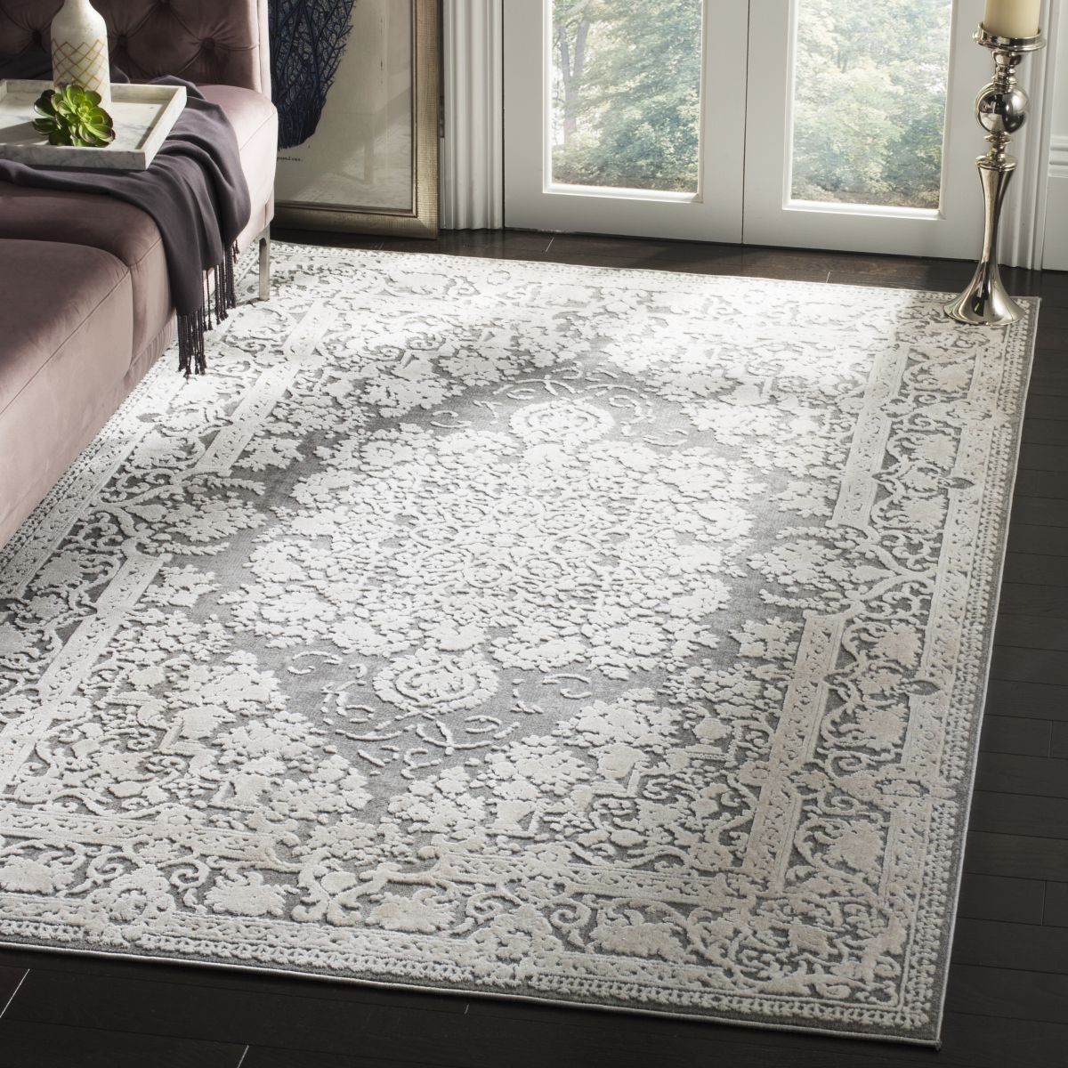 Safavieh Reflection 664 Rug, RFT664 - DARK GREY / CREAM