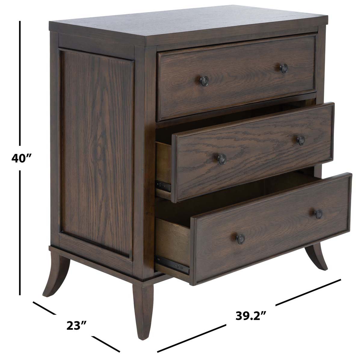 Safavieh Couture Tobias 3 Drawer Nightstand - Dark Walnut